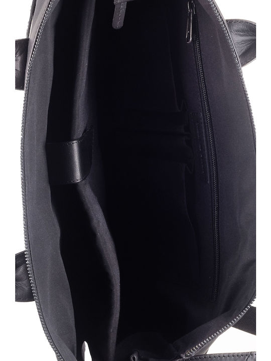 Leder Damen Schultertasche Schwarz
