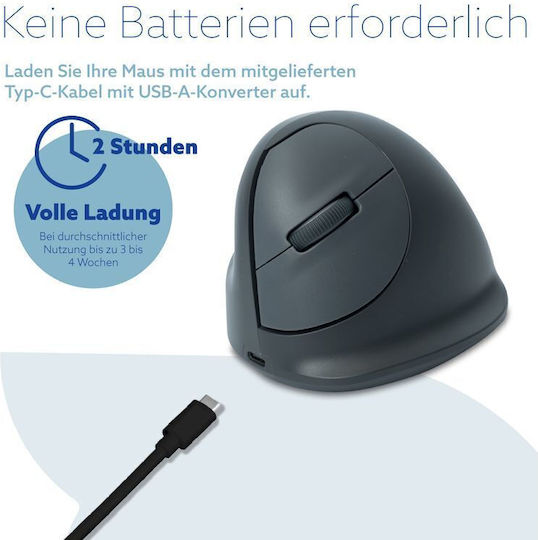 R-Go Tools HE Basic Ασύρματο Εργονομικό Bluetooth Vertical Ποντίκι για Αριστερόχειρες Μαύρο