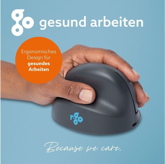 R-Go Tools HE Basic Ασύρματο Εργονομικό Bluetooth Vertical Ποντίκι για Αριστερόχειρες Μαύρο