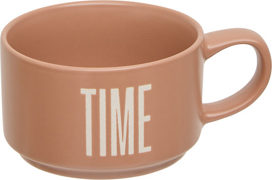 Teapot with Mug and Filter Ceramic Beige 450ml