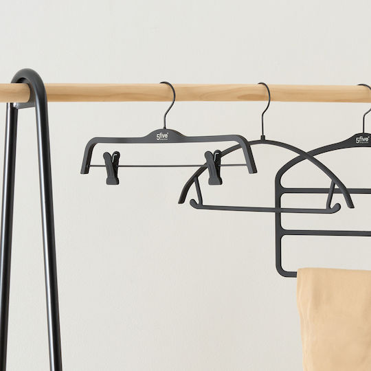 5Five Plastic Black Clothes Hangers for Pants 2 Pieces