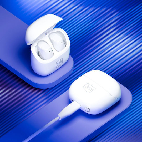 3MK Blitzbuds Bluetooth Kopfhörer mit Schweißbeständigkeit und Ladekoffer Weiße