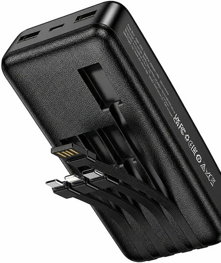 Hoco J163A Power Bank 20000mAh 20W mit 2 USB-A Ausgangsanschlüsse und USB-C Ausgangsanschlüsse Quick Charge Schwarz