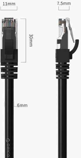 Orico Flat U/UTP Cat.6 Ethernet Network Cable 2m Black 1pcs