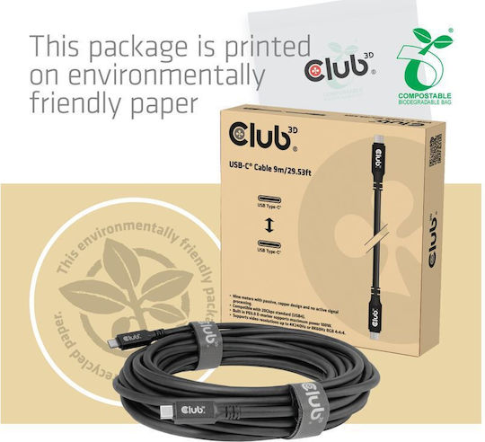 Club3D USB 3.2 Cable USB-C Male - USB-C 100W Black 3m CAC-2509