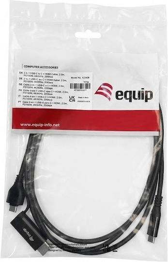 Equip Cablu HDMI male - USB-C male 1m Negru