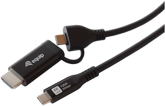 Equip HDMI male - USB-C male Cable 3m Black