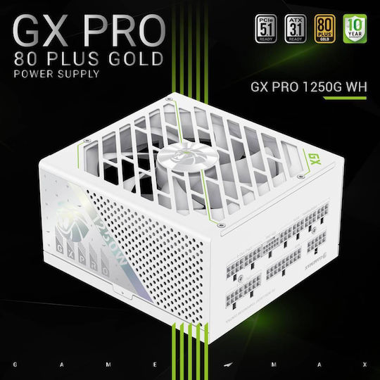 GameMax GX PRO 1250G 1250W Λευκό Τροφοδοτικό Υπολογιστή Full Modular 80 Plus Gold