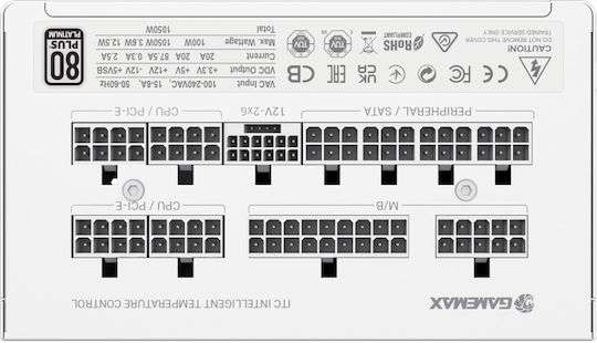 GameMax GX PRO 1050G 1050W Λευκό Τροφοδοτικό Υπολογιστή Full Modular 80 Plus Gold