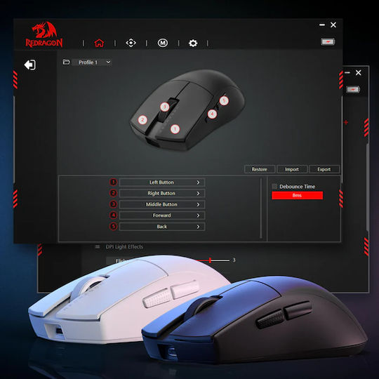 Redragon K1NG M916 Ασύρματο Gaming Ποντίκι 24000 DPI Μαύρο