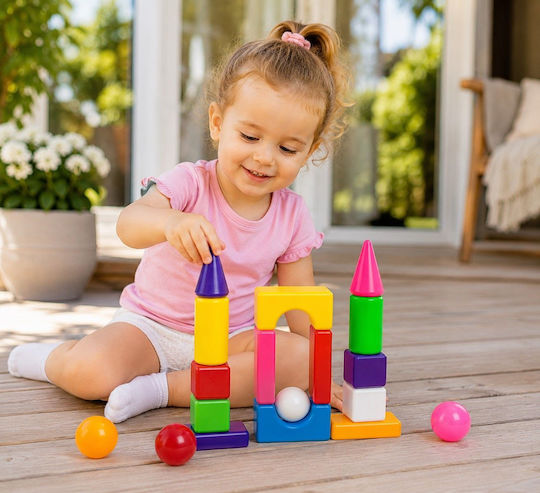 Cuburi de construit educative City Life Mini Construction pentru 3+ Ani 18 bucăți