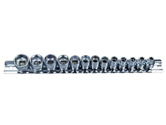 Set Biți Slim Cu Cap Hexagonal Șină 1/4 4-14 Mm 13 Bucăți