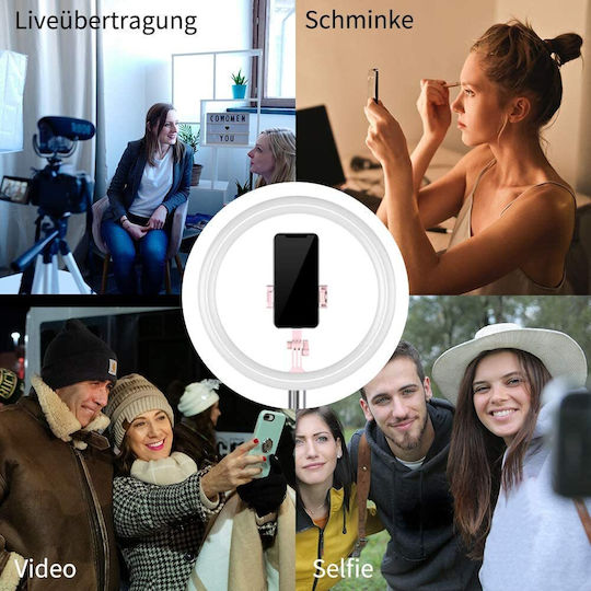 Lampă circulară LED lumină caldă și rece 3 culori 30 cm lumină inelară trepied Homesuit Y2 călătorie camping Tiktok Youtube