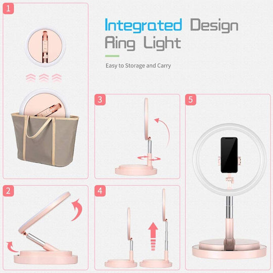 Lampă circulară LED lumină caldă și rece 3 culori 30 cm lumină inelară trepied Homesuit Y2 călătorie camping Tiktok Youtube