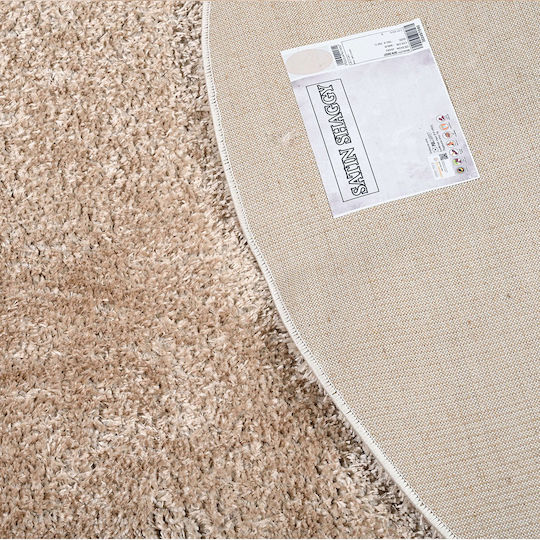 Polcarpet Rundes Zottelig Teppich Gold Φ160cm