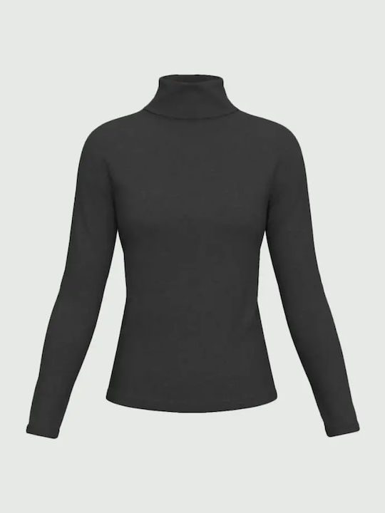 Damen Langärmeliges Rollkragenpullover Dunkelgrau