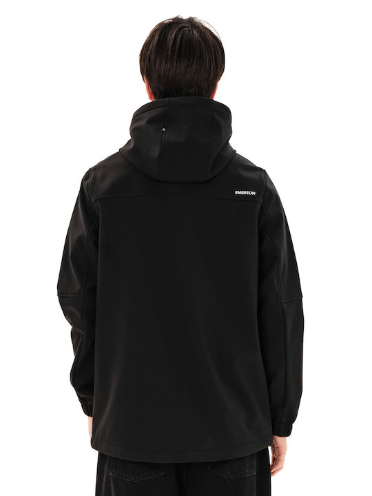 Bonded Leder Jacke Wasserdicht Schwarz