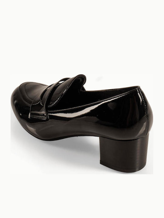Loafer Pumps aus Schwarz Lackleder