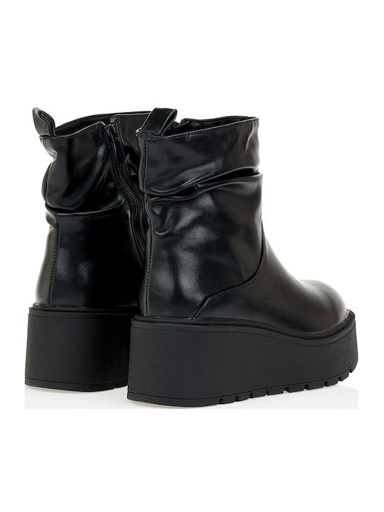 Stiefeletten Damen mit Plattform Schwarz