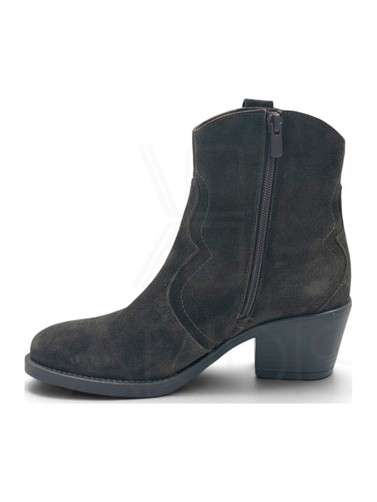 Wildleder Damen Cowboy Stiefeletten Braun