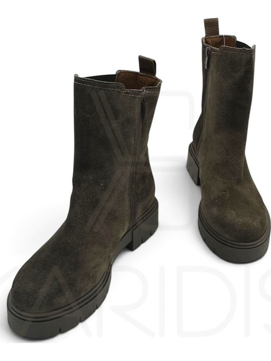 Wildleder Damen Stiefeletten Braun