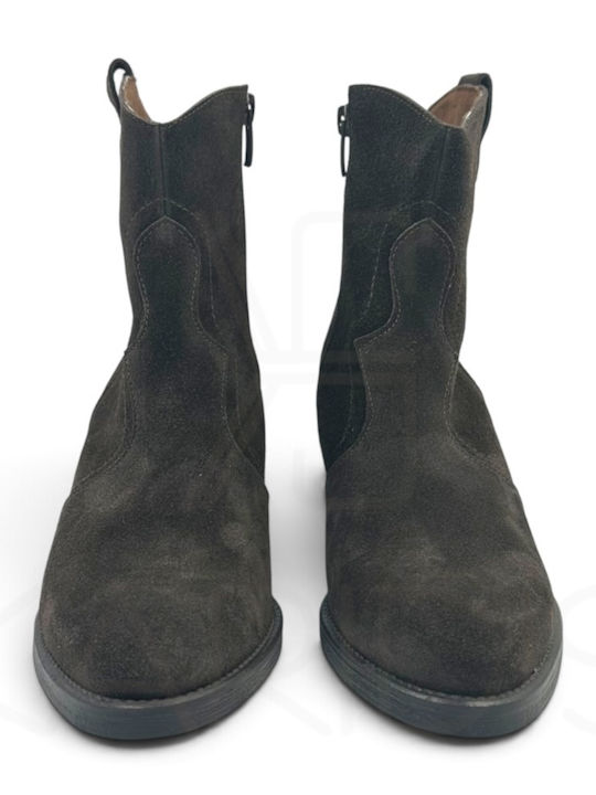 Wildleder Damen Cowboy Stiefeletten Braun