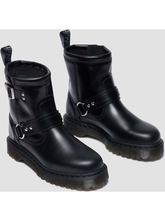 Leder Damen Stiefeletten Schwarz