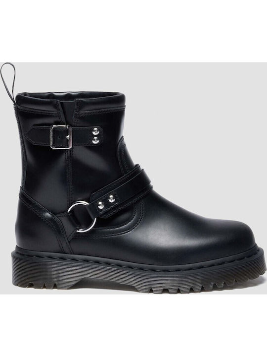 Leder Damen Stiefeletten Schwarz