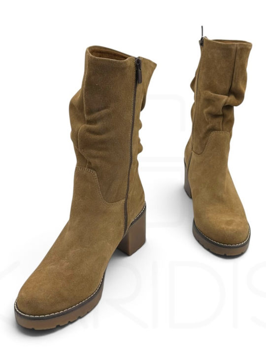 Leder Damen Stiefeletten Tabac Braun