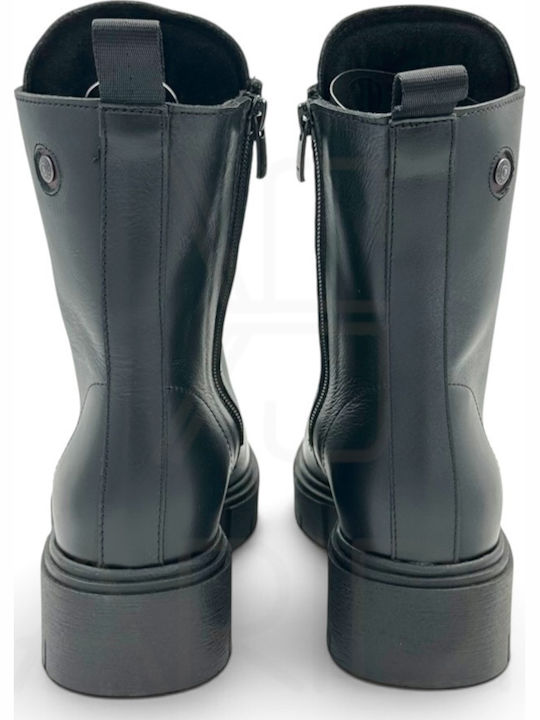 Leder Damen Stiefeletten Schwarz