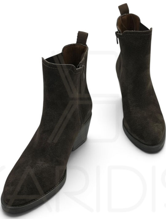 Wildleder Damen Cowboy Stiefeletten Braun