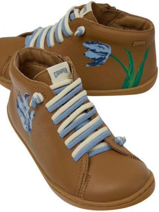 Kids Sneakers Anatomic with Hoop & Loop Closure Brown