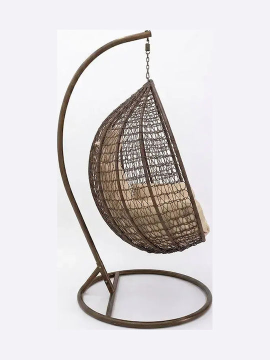 Zafer Leagăn Suspendat Cuib cu Pernă Rattan Maro 106x103x200cm