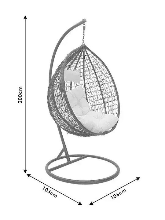 Zafer Leagăn Suspendat Cuib cu Pernă Rattan Maro 106x103x200cm