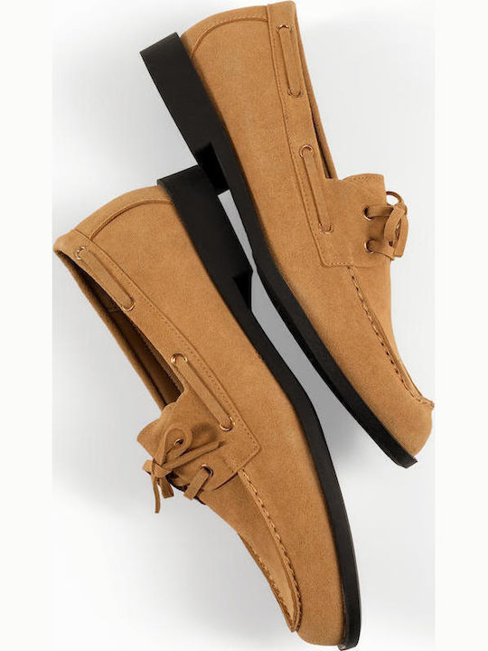 Mocasini Dama Boat Shoes Din Catifea În Culoare Tabac Maro