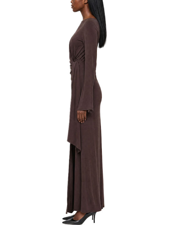 Moutaki Summer Maxi Shirt Dress Wrap Brown