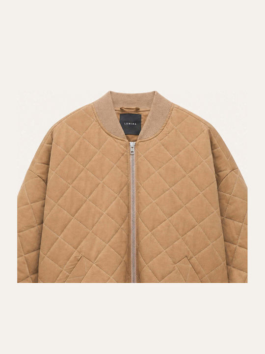 Kurze Damen Bomber Jacke Tabac