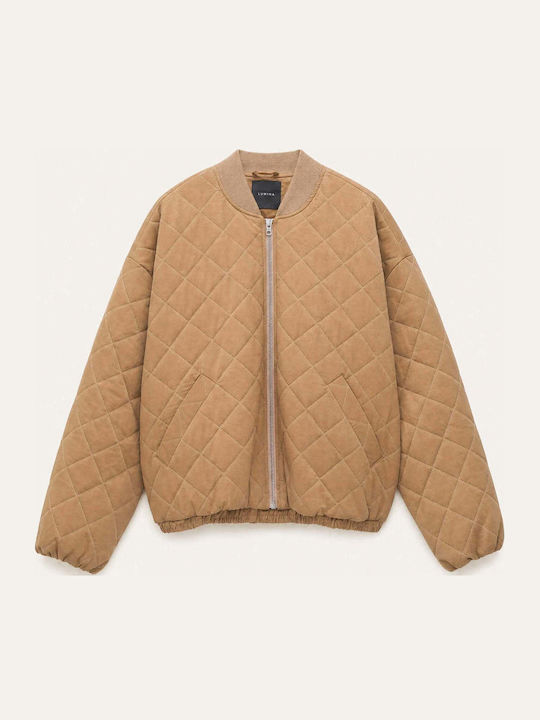 Kurze Damen Bomber Jacke Tabac