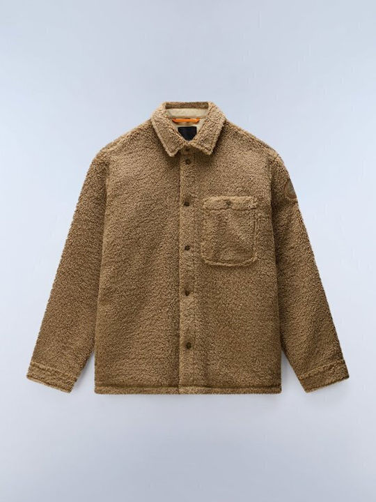 Long Sleeve Overshirt in Wide Fit Brown