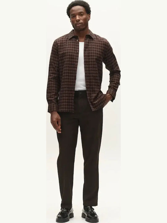 Long Sleeve Shirt in Regular Fit Checked Brown