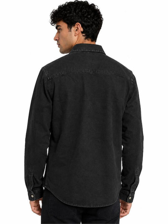 Long Sleeve Denim Overshirt Black