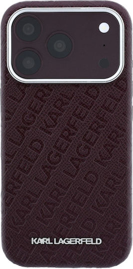 Karl Lagerfeld Grained Allover Logo Metal Elongated iPhone 18 Pro Max/17 Pro Max Burgundy