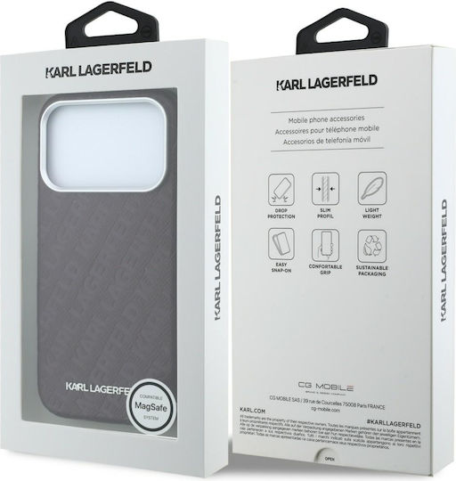 Karl Lagerfeld Grained Allover Logo Metal Elongated iPhone 18 Pro Max/17 Pro Max Burgundy