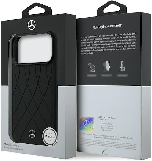 Калъф Mercedes-benz Кожа Диагонални Линии Magsafe Iphone 18 Pro Max/17 Pro Max Черен