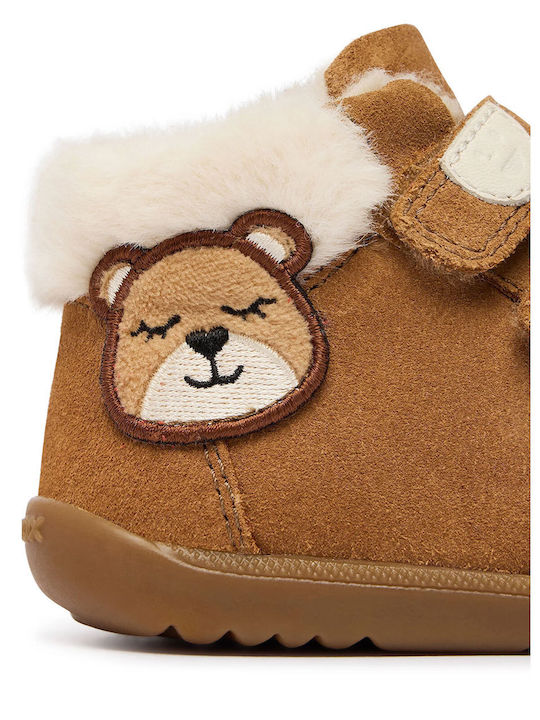 B Macchia Anatomische Leder Kinderstiefel Tabac Braun