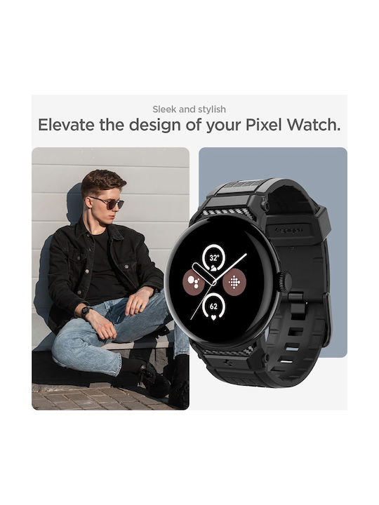 Spigen Robustes Tragbare Bänder Amp07600 Für Google Pixel Watch 5 Watch 4 Watch 3 45mm Schwarzes