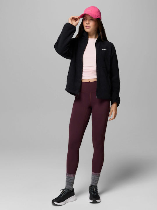 Fleece Damen Strickjacke mit Reissverschluss Schwarz