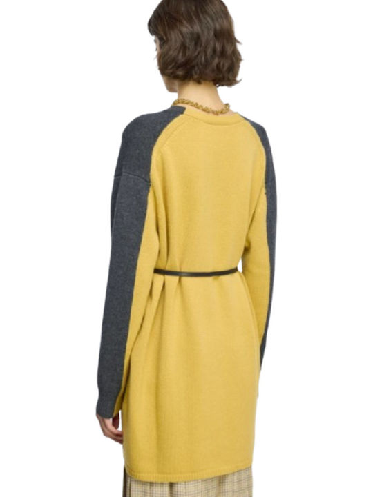 Women's Knitted Cardigan Grey Mustard