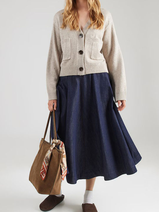 Kurze Damen Strickjacke mit Knöpfen Sand
