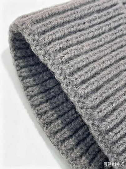 Unisex Fleece Beanie Strickmütze in Grau
